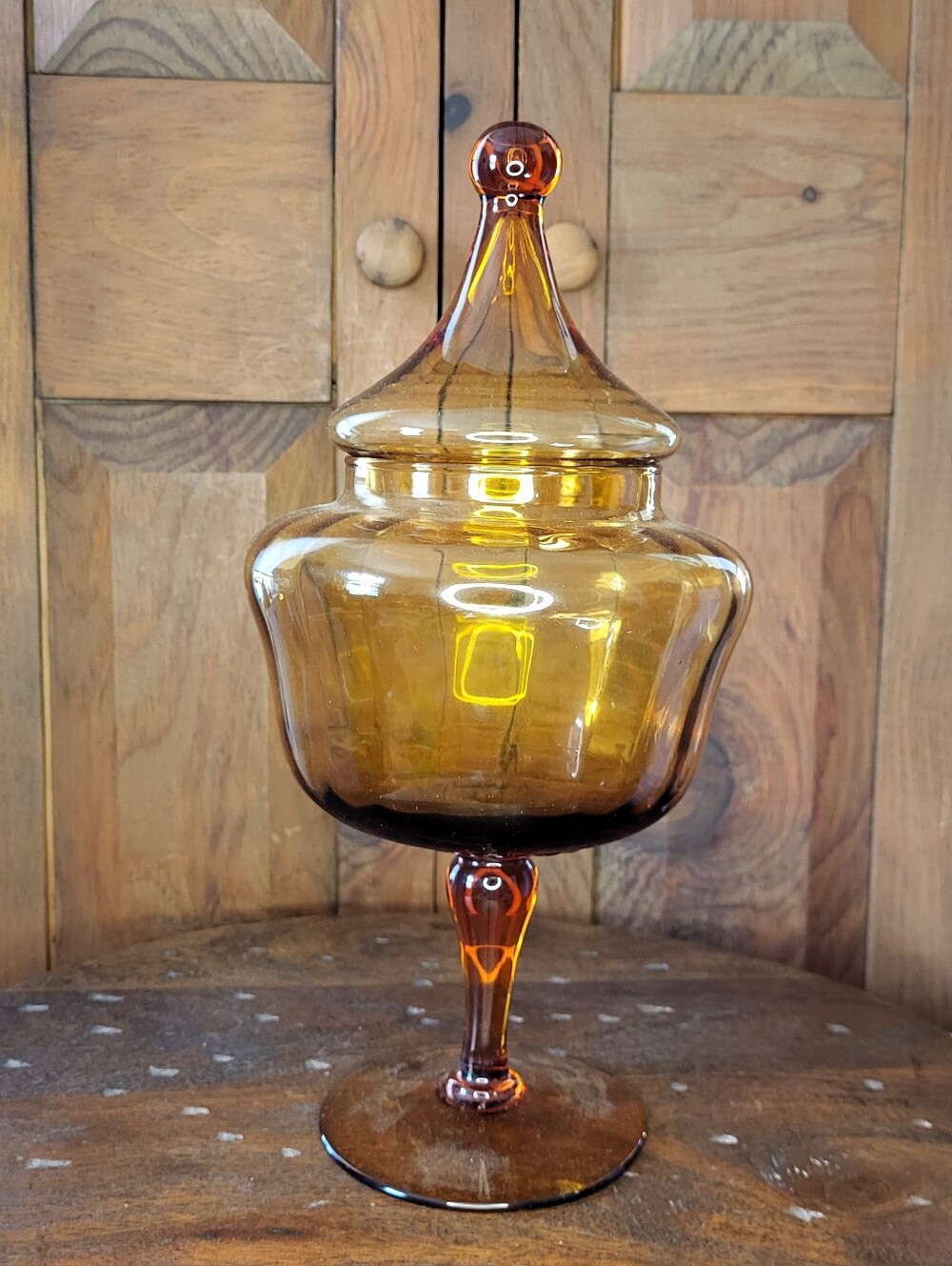 Amber Glass Apothecary Jar with Lid